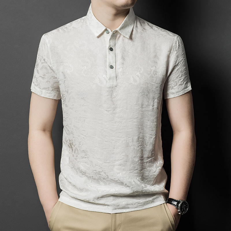 Áo Thun Nam Chất Liệu Lụa Tơ Tằm Ngắn Tay 