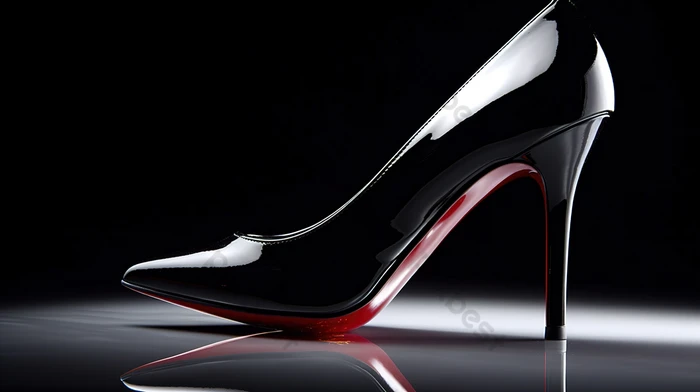 Tải miễn phí Giày Cao Gót Giày Cao Gót Màu đen Trắng Của Phụ Nữ Có đế đỏ  N