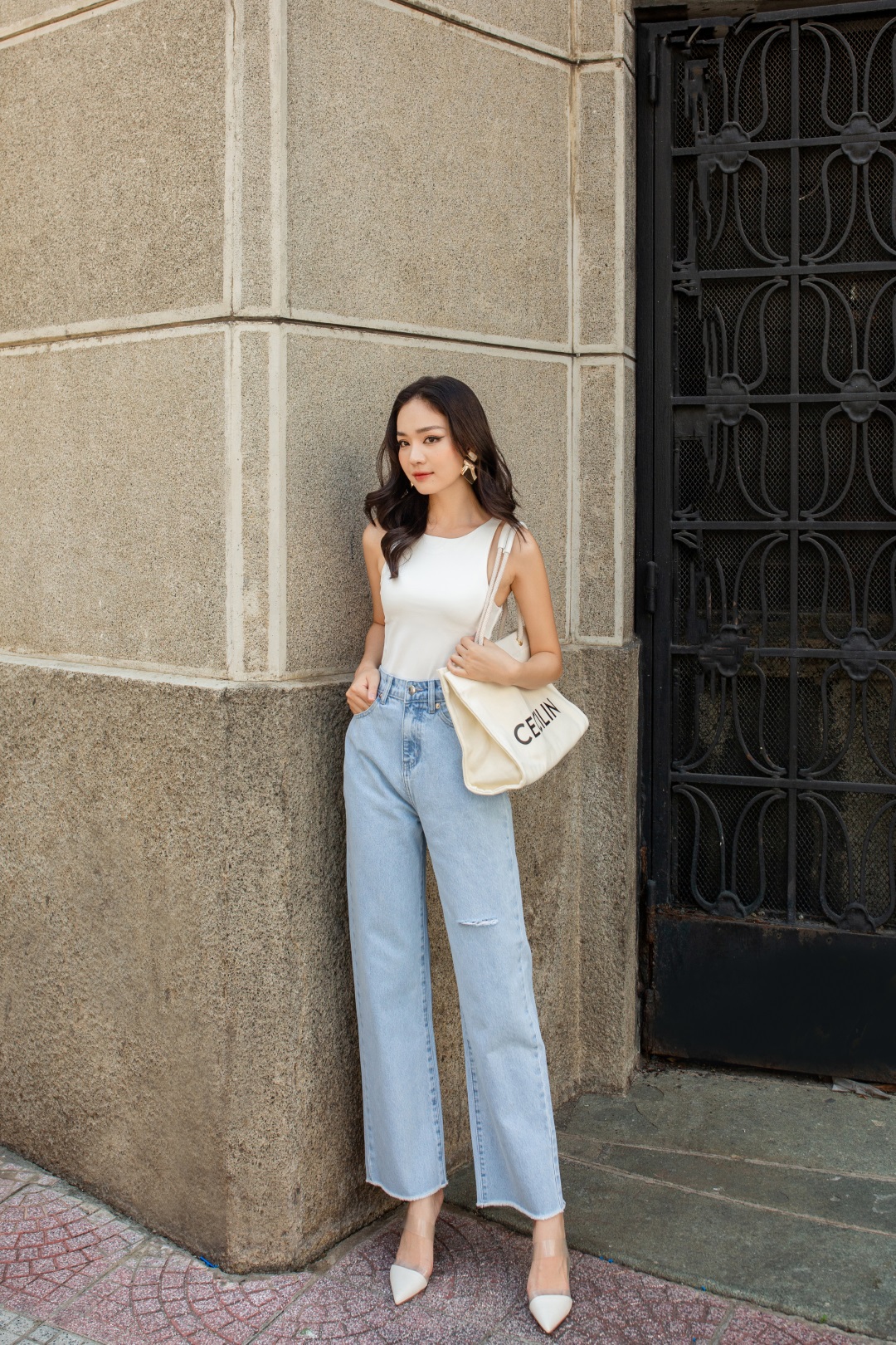 QUẦN JEAN SUÔNG RÁCH XANH NHẠT 