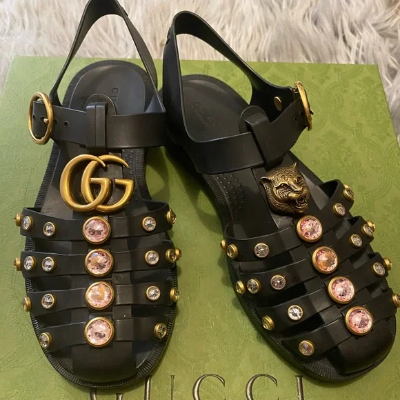 Dép Rọ Rubber Sandal Gucci Dép Rọ Sandal Gucci Nam Quai Hậu Trắng Siêu Cấp Like Auth SGC06