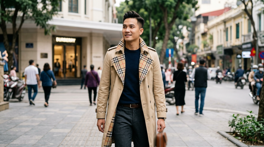 Họa tiết kẻ đặc trưng và sự sang trọng của những chiếc áo burberry