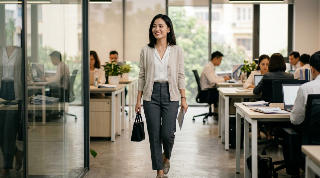 Áo cardigan mỏng mặc văn phòng: Giữ ấm nhẹ nhàng cho nàng