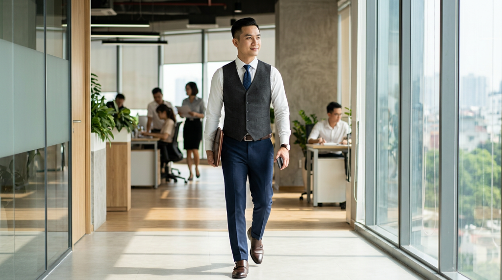 Cách phối áo gile nam lịch lãm cho các quý ông công sở