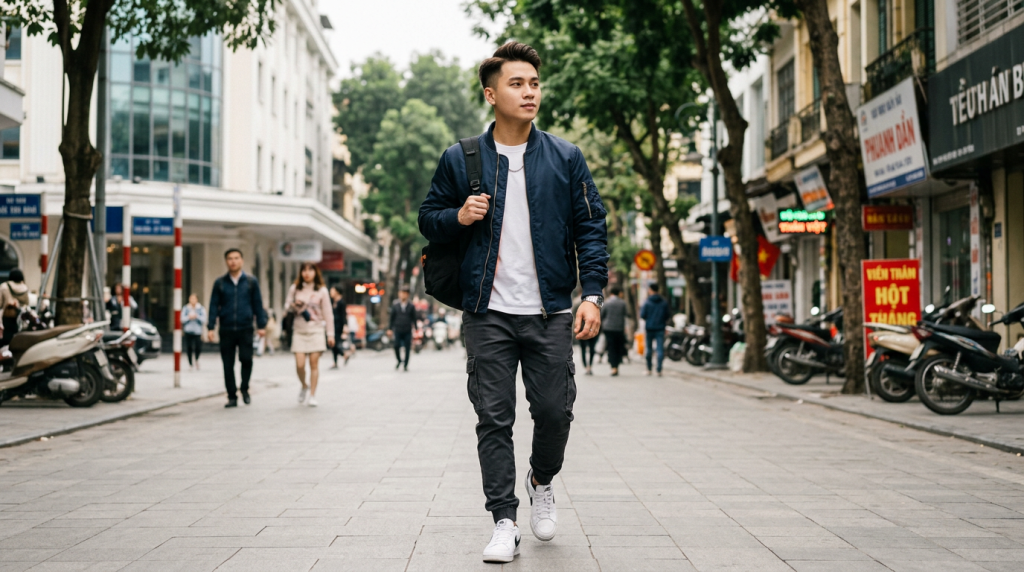 Cách phối đồ với áo khoác bomber nam cực chất và năng động