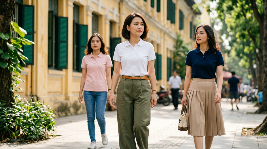 Áo polo nữ mặc với gì đẹp? 7 gợi ý phối đồ từ cá tính đến dịu dàng