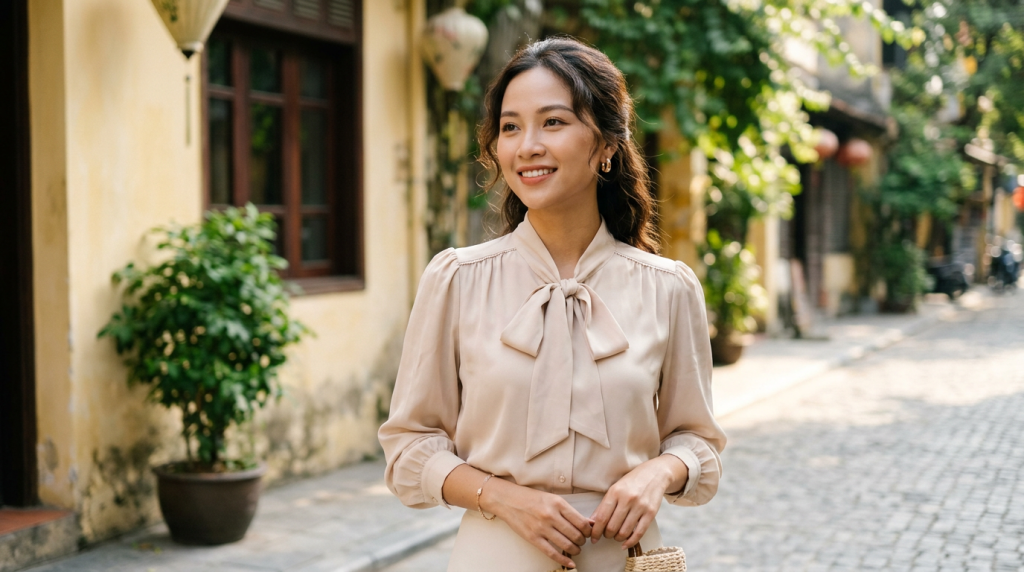 Vẻ đẹp dịu dàng từ những chiếc áo sơ mi cổ nơ nữ cách điệu