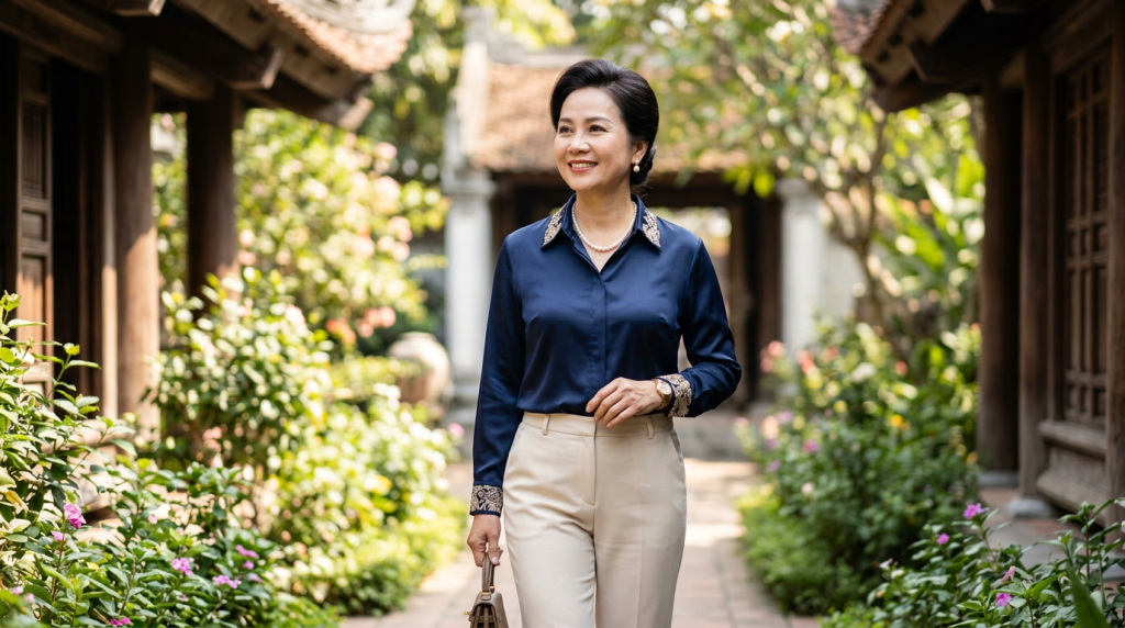 Những mẫu áo sơ mi nữ trung niên sang trọng và quý phái