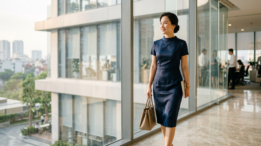 Tại sao đầm công sở chất liệu lụa cao cấp lại có giá trị vượt thời gian?