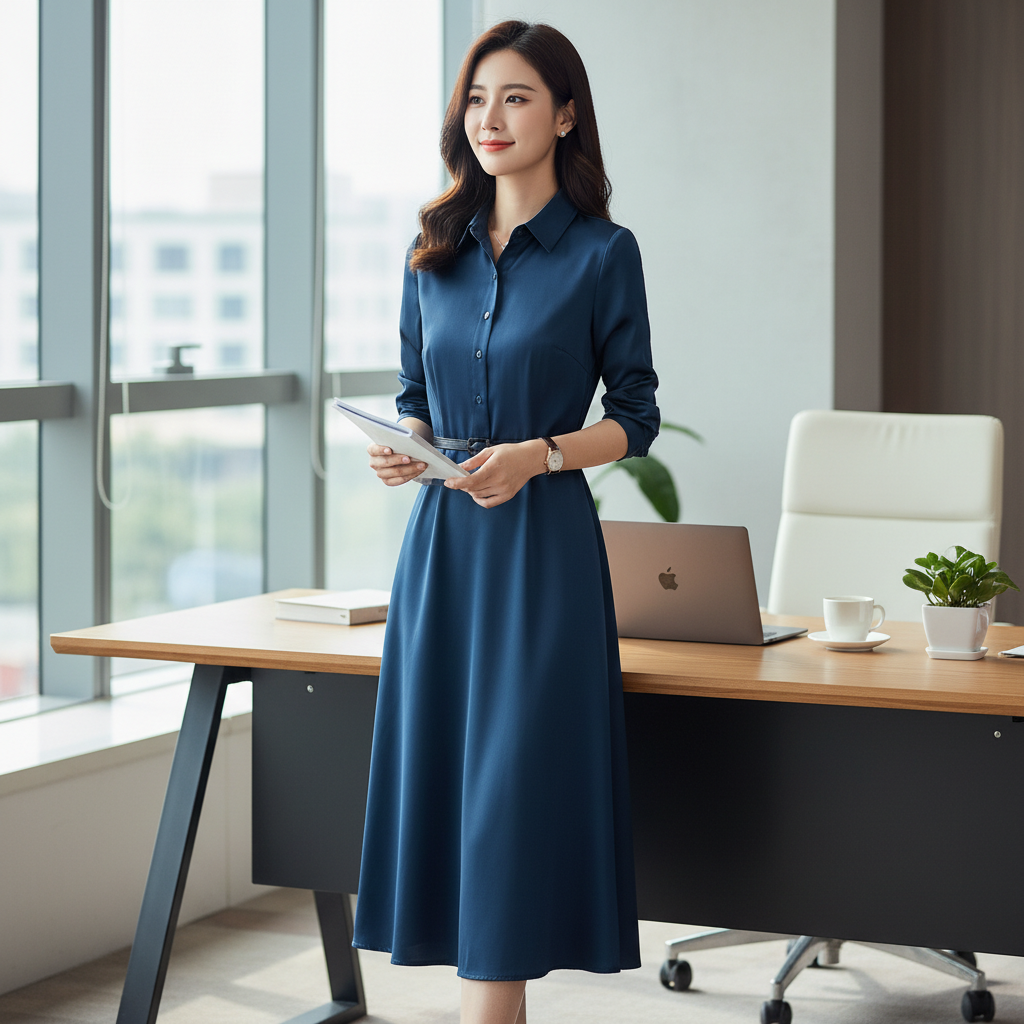 đầm công sở chất liệu lụa cao cấp