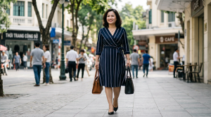 Mẹo chọn đầm công sở cho người béo bụng để trông vòng eo thon gọn