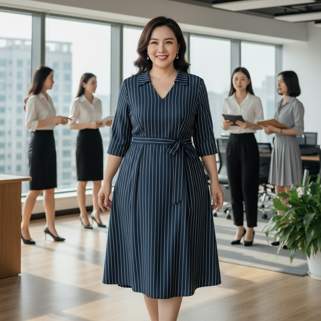 đầm công sở cho người béo bụng