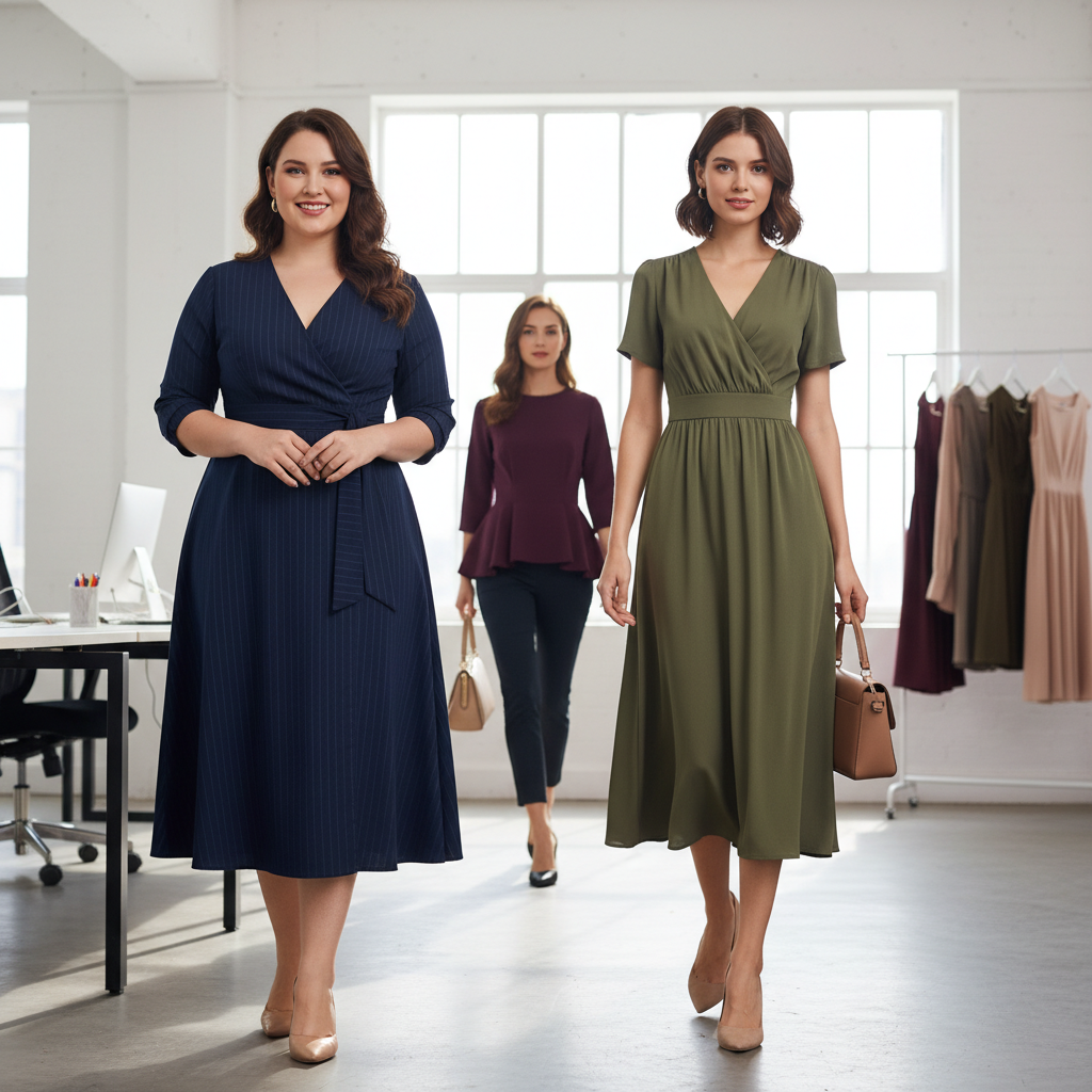 đầm công sở cho người béo bụng