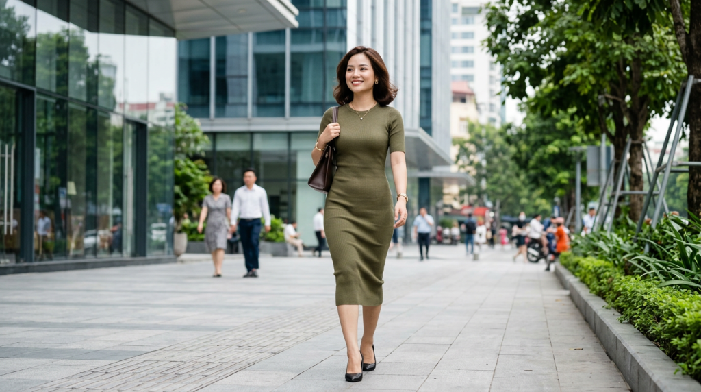 Tự tin khoe đường cong với đầm công sở dáng ôm body tôn dáng