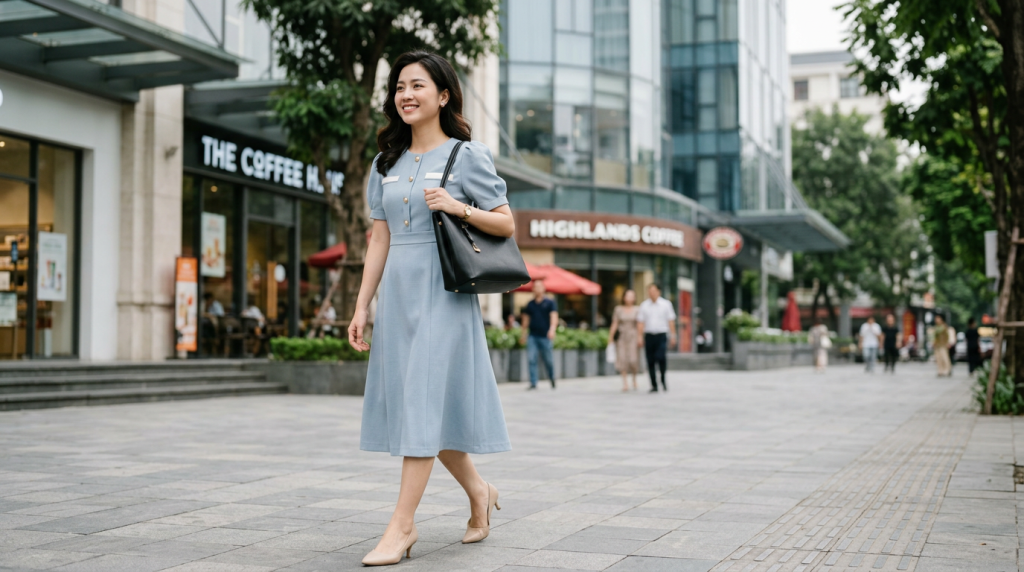 Học lỏm sao Hàn diện đầm công sở kiểu hàn quốc cực xinh