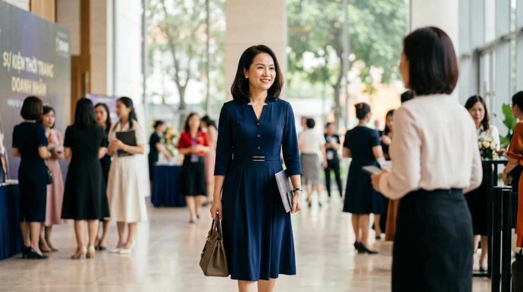 Thời trang đầm công sở tuổi trung niên: Sang trọng và quý phái