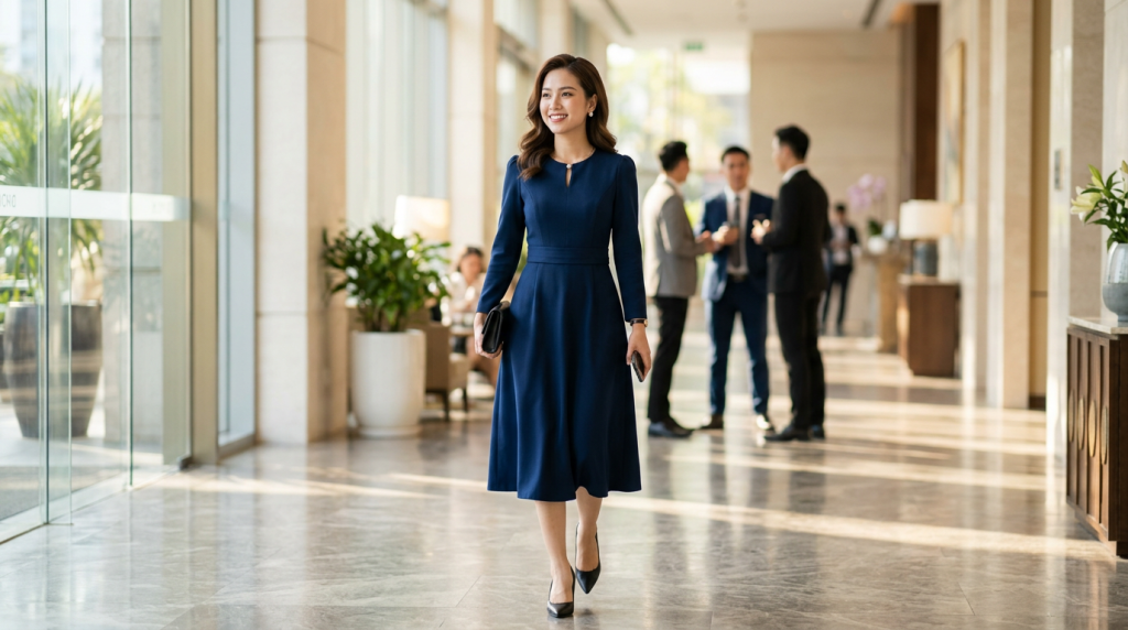 Cách chọn đầm dự tiệc công sở để vừa sang trọng vừa đúng mực