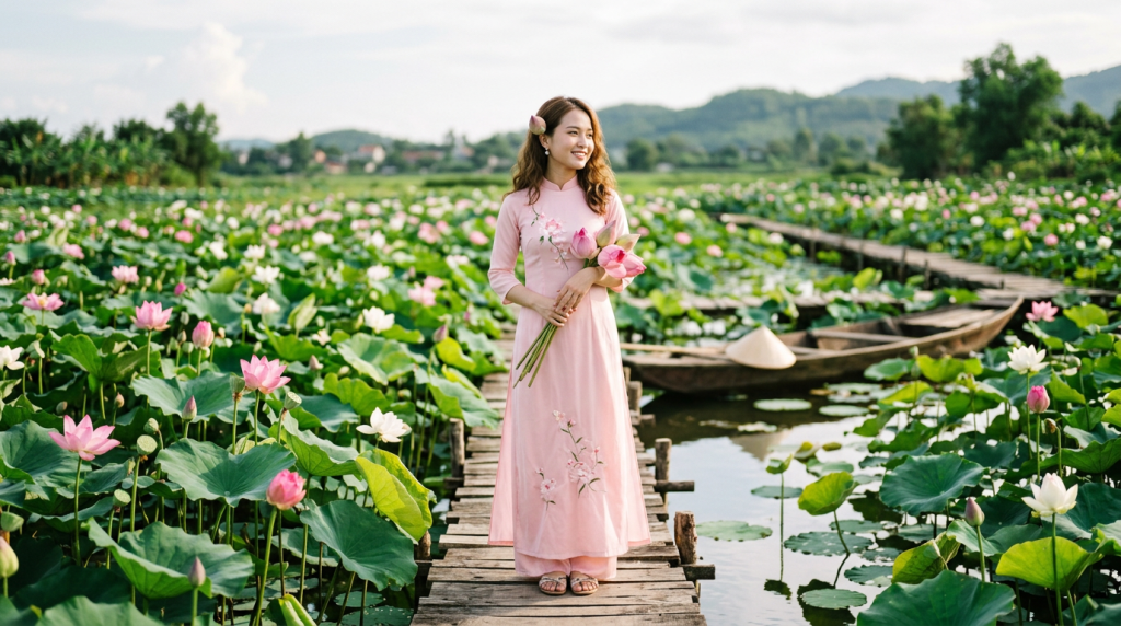 Gợi ý trang phục chụp ảnh tại đầm sen nước chuẩn nàng thơ