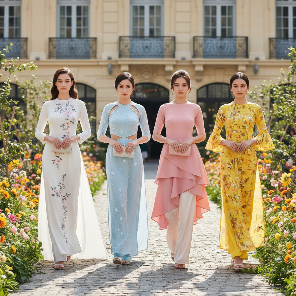 kiểu áo dài đẹp trẻ trung