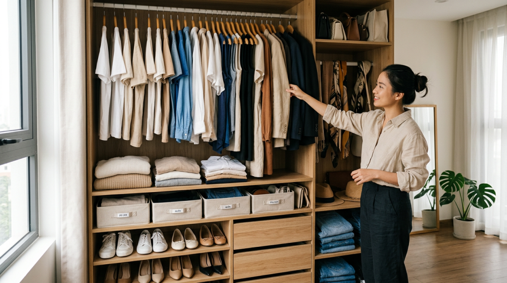 Cách sắp xếp tủ áo khoa học giúp bạn tiết kiệm thời gian chọn đồ
