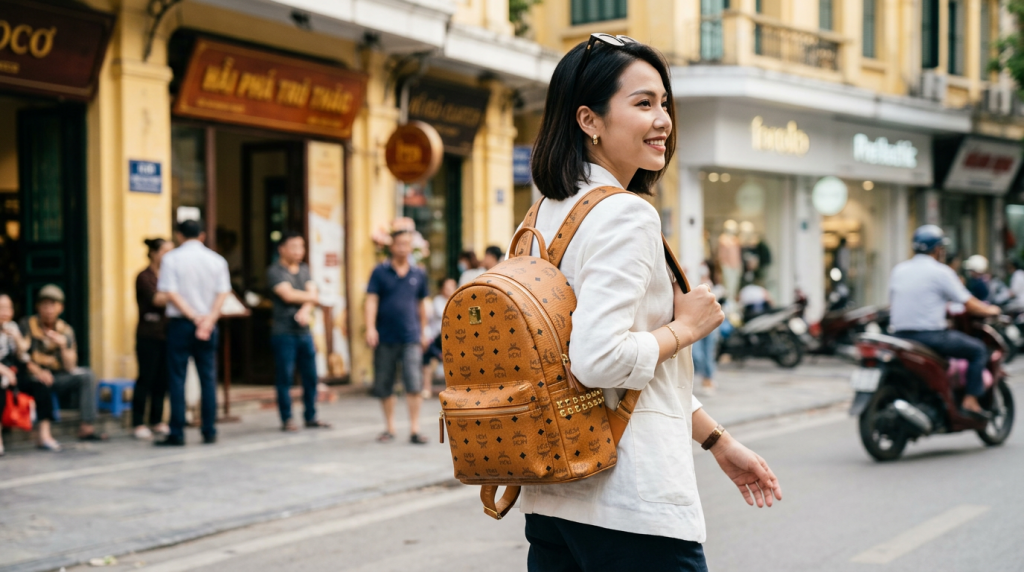 Họa tiết Visetos đặc trưng trên những chiếc túi mcm cá tính