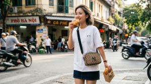 Phong cách năng động với túi mlb monogram và bánh tiêu trendy