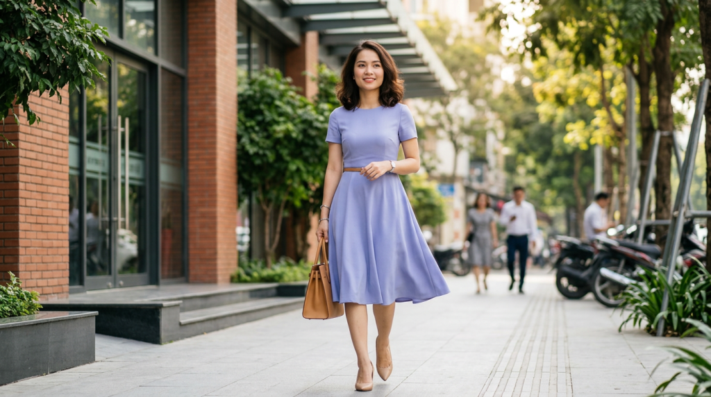 Váy đầm công sở dáng xòe - Sự lựa chọn cho những nàng điệu đà