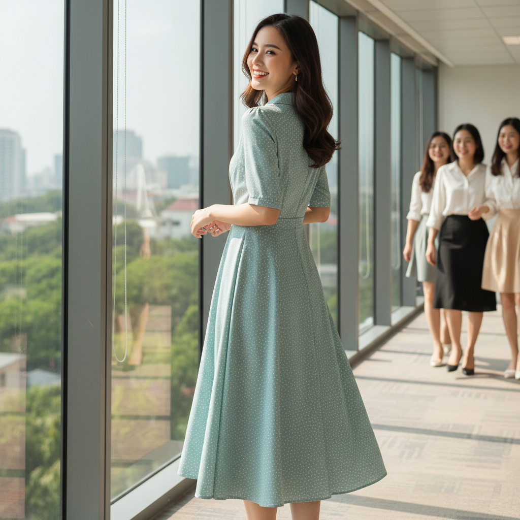váy đầm công sở dáng xòe